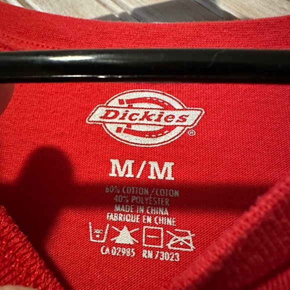 Dickies Red & Blue Logo Tee T Shirt White Stripes Workwear Outdoor - Picture 5 of 6